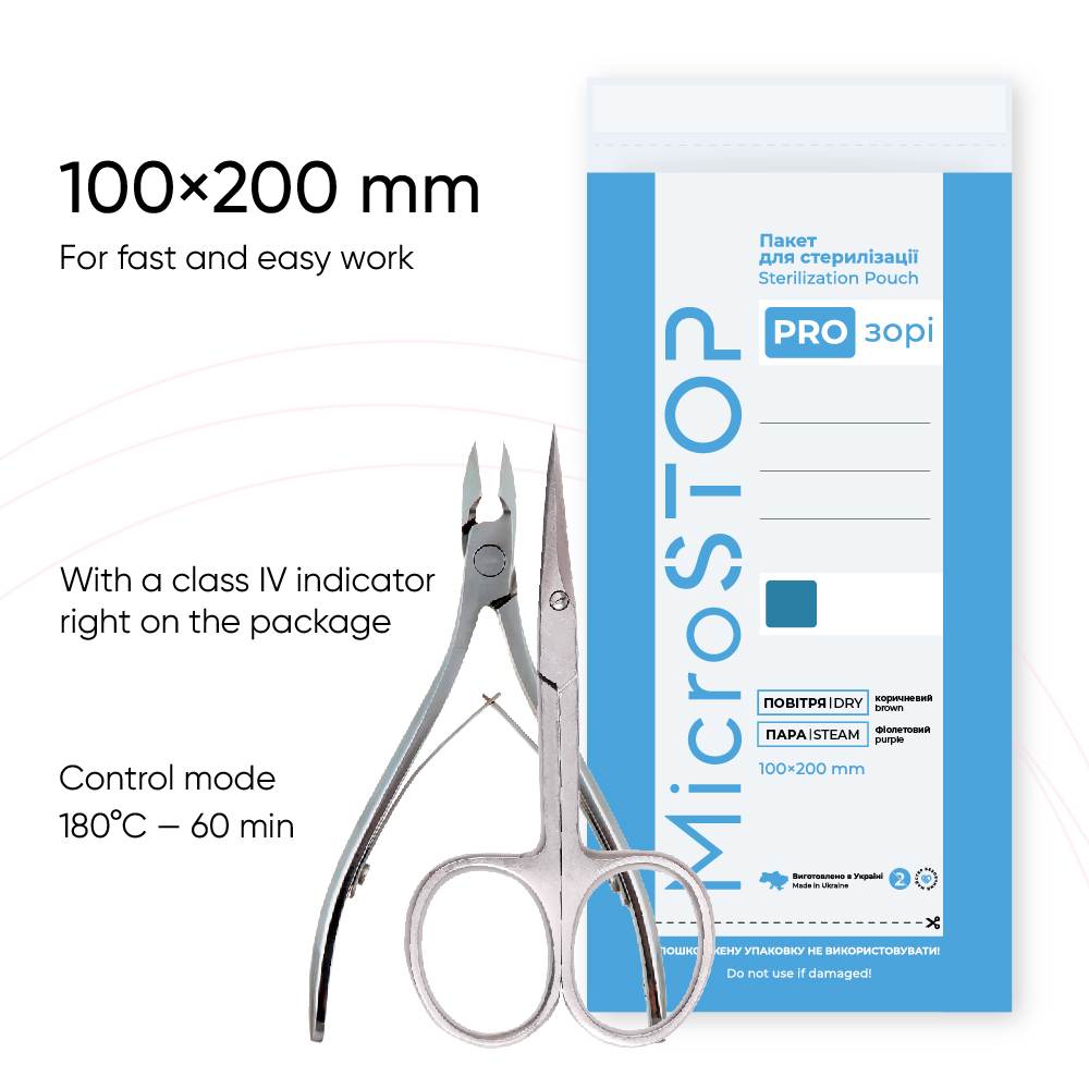 Transparente Sterilisationsbeutel mit Indikator – MicroSTOP, 100 × 200 mm, 100 Stück - MICROSTOP